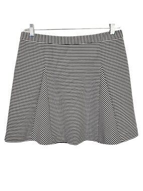 Michael Kors Sz 10 Skirt Flared Skater Godet Micro Stripe Jersey Graphic Stretch